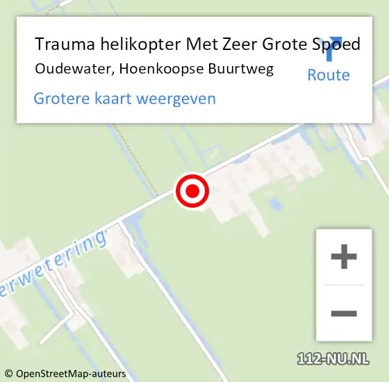 Locatie op kaart van de 112 melding: Trauma helikopter Met Zeer Grote Spoed Naar Oudewater, Hoenkoopse Buurtweg op 12 augustus 2024 08:24