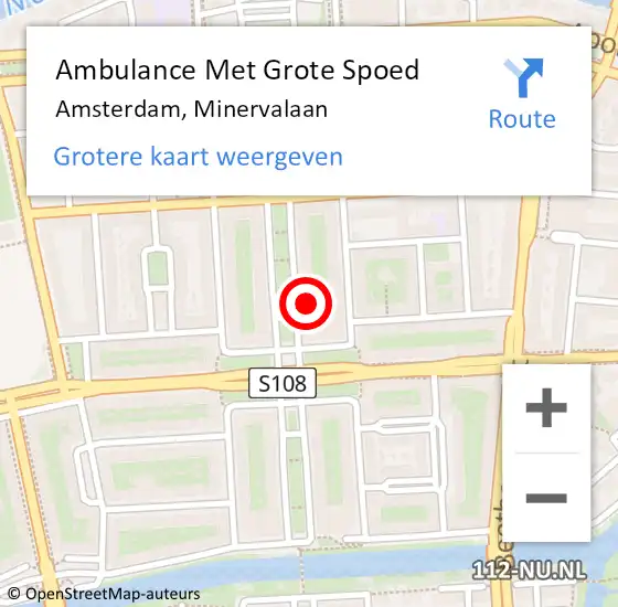 Locatie op kaart van de 112 melding: Ambulance Met Grote Spoed Naar Amsterdam, Minervalaan op 12 augustus 2024 08:27