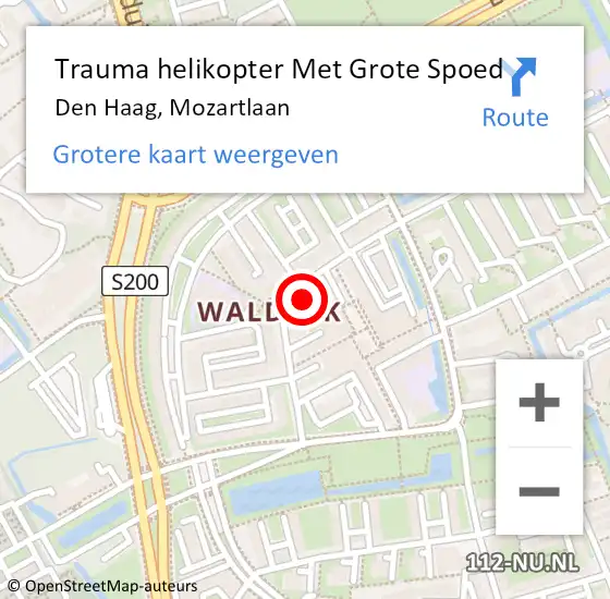 Locatie op kaart van de 112 melding: Trauma helikopter Met Grote Spoed Naar Den Haag, Mozartlaan op 12 augustus 2024 08:32