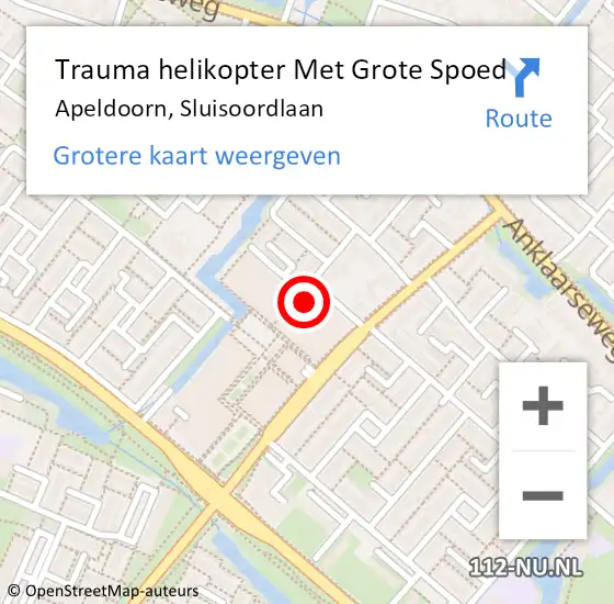 Locatie op kaart van de 112 melding: Trauma helikopter Met Grote Spoed Naar Apeldoorn, Sluisoordlaan op 12 augustus 2024 08:48