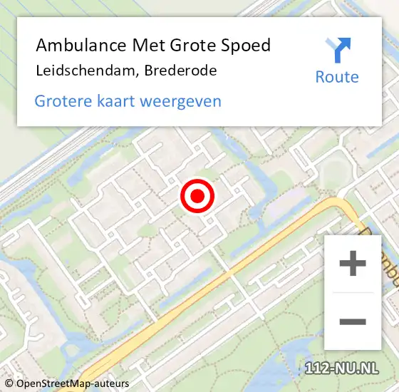 Locatie op kaart van de 112 melding: Ambulance Met Grote Spoed Naar Leidschendam, Brederode op 12 augustus 2024 08:52