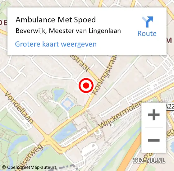 Locatie op kaart van de 112 melding: Ambulance Met Spoed Naar Beverwijk, Meester van Lingenlaan op 12 augustus 2024 08:55