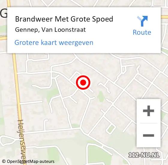 Locatie op kaart van de 112 melding: Brandweer Met Grote Spoed Naar Gennep, Van Loonstraat op 12 augustus 2024 09:13