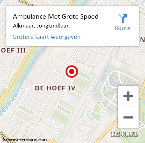 Locatie op kaart van de 112 melding: Ambulance Met Grote Spoed Naar Alkmaar, Jongkindlaan op 12 augustus 2024 09:38