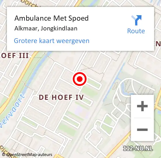 Locatie op kaart van de 112 melding: Ambulance Met Spoed Naar Alkmaar, Jongkindlaan op 12 augustus 2024 09:49