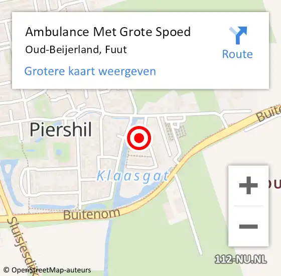 Locatie op kaart van de 112 melding: Ambulance Met Grote Spoed Naar Oud-Beijerland, Fuut op 12 augustus 2024 09:56