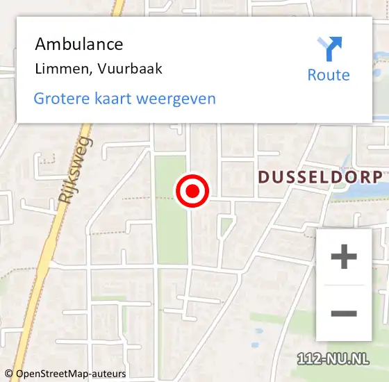 Locatie op kaart van de 112 melding: Ambulance Limmen, Vuurbaak op 12 augustus 2024 09:57