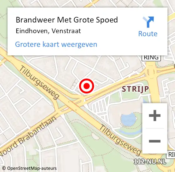 Locatie op kaart van de 112 melding: Brandweer Met Grote Spoed Naar Eindhoven, Venstraat op 12 augustus 2024 10:08