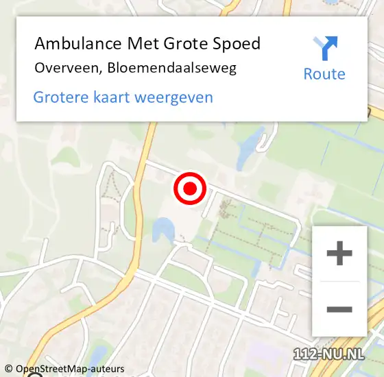 Locatie op kaart van de 112 melding: Ambulance Met Grote Spoed Naar Overveen, Bloemendaalseweg op 12 augustus 2024 10:08