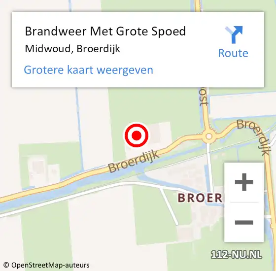 Locatie op kaart van de 112 melding: Brandweer Met Grote Spoed Naar Midwoud, Broerdijk op 12 augustus 2024 10:11