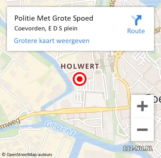 Locatie op kaart van de 112 melding: Politie Met Grote Spoed Naar Coevorden, E D S plein op 12 augustus 2024 10:20