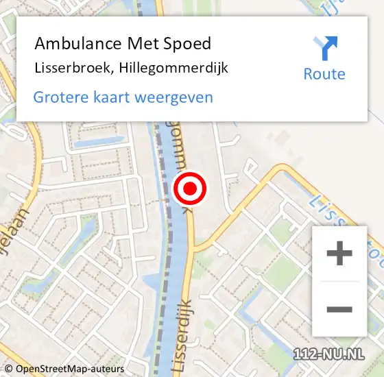 Locatie op kaart van de 112 melding: Ambulance Met Spoed Naar Lisserbroek, Hillegommerdijk op 12 augustus 2024 10:25