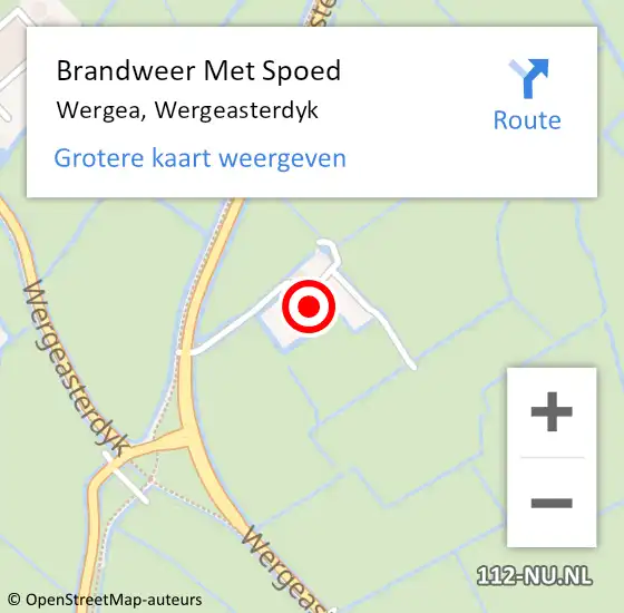 Locatie op kaart van de 112 melding: Brandweer Met Spoed Naar Wergea, Wergeasterdyk op 12 augustus 2024 10:38