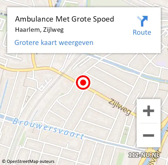 Locatie op kaart van de 112 melding: Ambulance Met Grote Spoed Naar Haarlem, Zijlweg op 12 augustus 2024 10:56