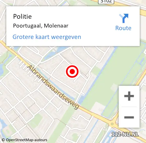 Locatie op kaart van de 112 melding: Politie Poortugaal, Molenaar op 12 augustus 2024 11:03