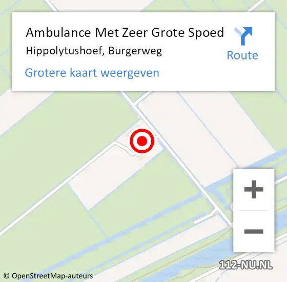 Locatie op kaart van de 112 melding: Ambulance Met Zeer Grote Spoed Naar Hippolytushoef, Burgerweg op 12 augustus 2024 11:04