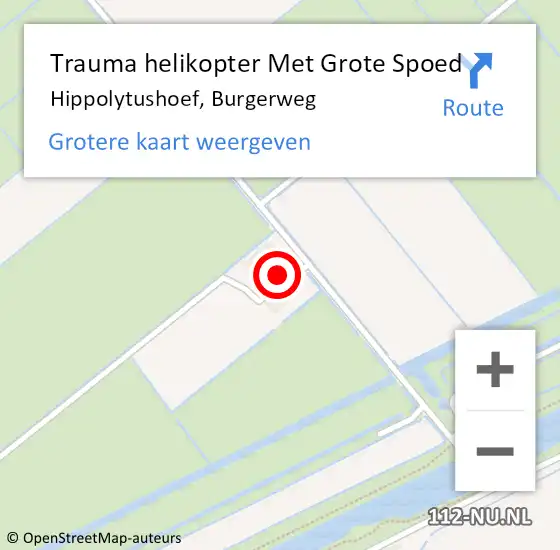 Locatie op kaart van de 112 melding: Trauma helikopter Met Grote Spoed Naar Hippolytushoef, Burgerweg op 12 augustus 2024 11:04