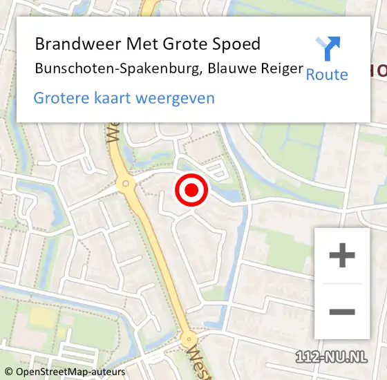 Locatie op kaart van de 112 melding: Brandweer Met Grote Spoed Naar Bunschoten-Spakenburg, Blauwe Reiger op 12 augustus 2024 11:04