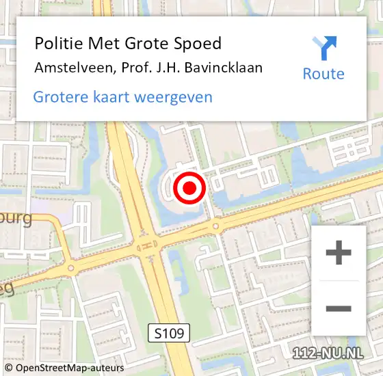 Locatie op kaart van de 112 melding: Politie Met Grote Spoed Naar Amstelveen, Prof. J.H. Bavincklaan op 12 augustus 2024 11:05