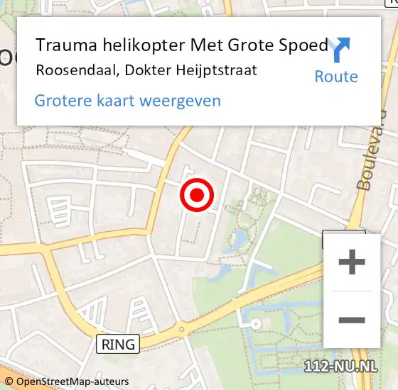 Locatie op kaart van de 112 melding: Trauma helikopter Met Grote Spoed Naar Roosendaal, Dokter Heijptstraat op 12 augustus 2024 11:08