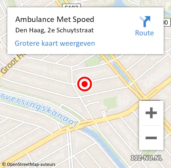 Locatie op kaart van de 112 melding: Ambulance Met Spoed Naar Den Haag, 2e Schuytstraat op 12 augustus 2024 11:25