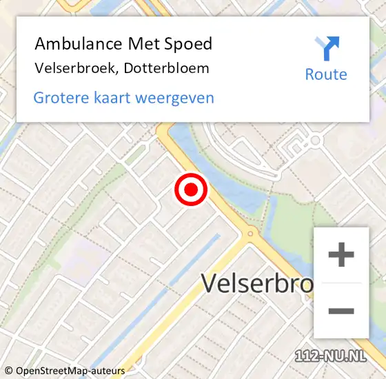 Locatie op kaart van de 112 melding: Ambulance Met Spoed Naar Velserbroek, Dotterbloem op 12 augustus 2024 11:27