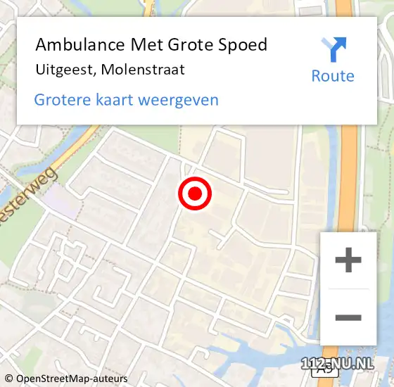 Locatie op kaart van de 112 melding: Ambulance Met Grote Spoed Naar Uitgeest, Molenstraat op 12 augustus 2024 11:32