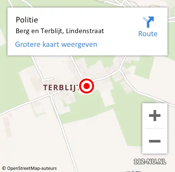 Locatie op kaart van de 112 melding: Politie Berg en Terblijt, Lindenstraat op 12 augustus 2024 11:49