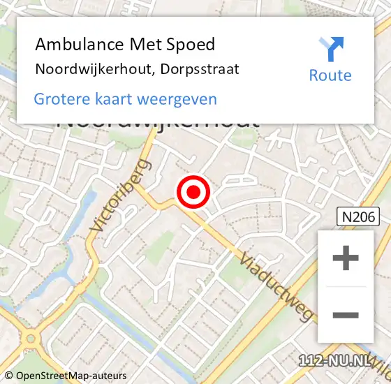 Locatie op kaart van de 112 melding: Ambulance Met Spoed Naar Noordwijkerhout, Dorpsstraat op 12 augustus 2024 11:50