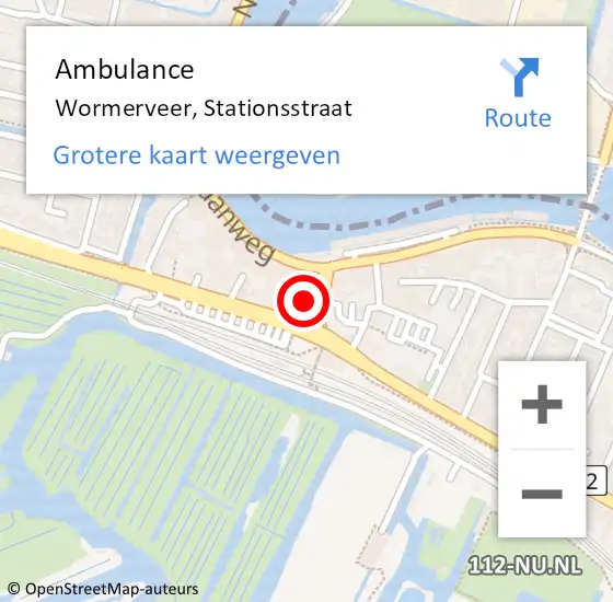 Locatie op kaart van de 112 melding: Ambulance Wormerveer, Stationsstraat op 12 augustus 2024 11:55