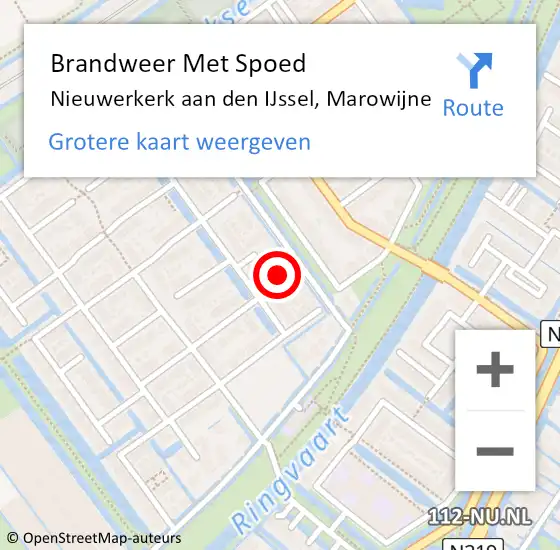 Locatie op kaart van de 112 melding: Brandweer Met Spoed Naar Nieuwerkerk aan den IJssel, Marowijne op 12 augustus 2024 11:57