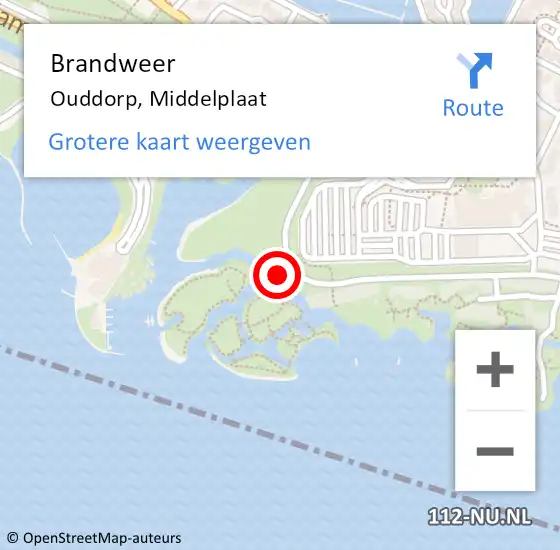 Locatie op kaart van de 112 melding: Brandweer Ouddorp, Middelplaat op 12 augustus 2024 11:58