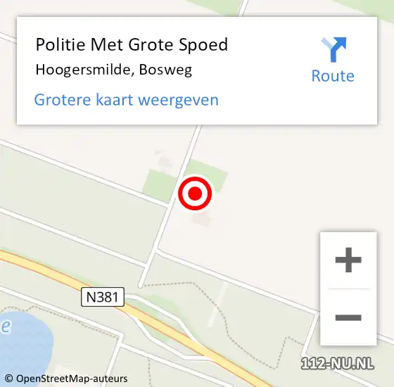 Locatie op kaart van de 112 melding: Politie Met Grote Spoed Naar Hoogersmilde, Bosweg op 12 augustus 2024 11:59