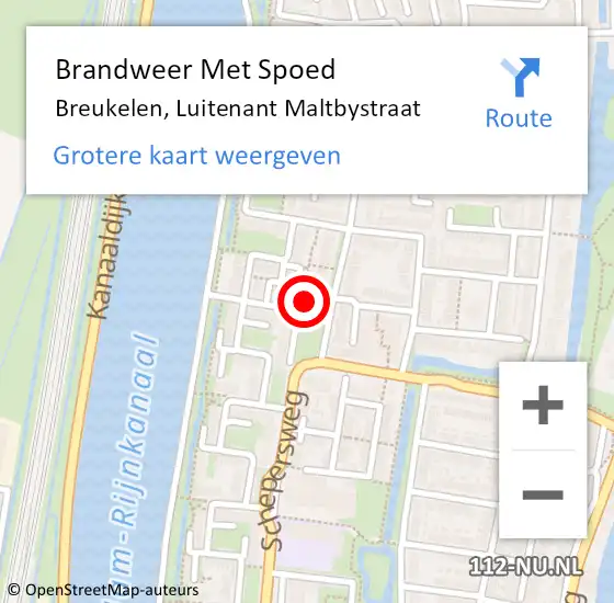 Locatie op kaart van de 112 melding: Brandweer Met Spoed Naar Breukelen, Luitenant Maltbystraat op 12 augustus 2024 12:00