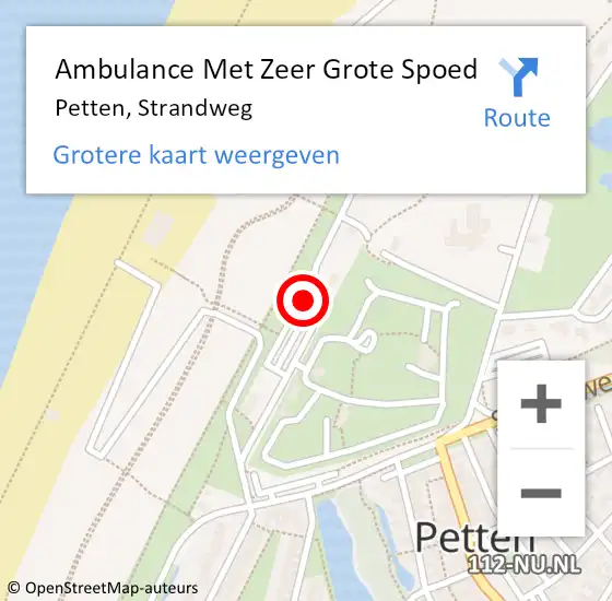 Locatie op kaart van de 112 melding: Ambulance Met Zeer Grote Spoed Naar Petten, Strandweg op 12 augustus 2024 12:05