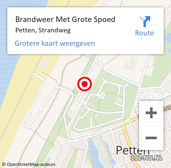 Locatie op kaart van de 112 melding: Brandweer Met Grote Spoed Naar Petten, Strandweg op 12 augustus 2024 12:06