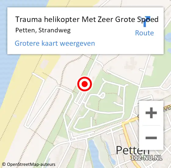 Locatie op kaart van de 112 melding: Trauma helikopter Met Zeer Grote Spoed Naar Petten, Strandweg op 12 augustus 2024 12:09