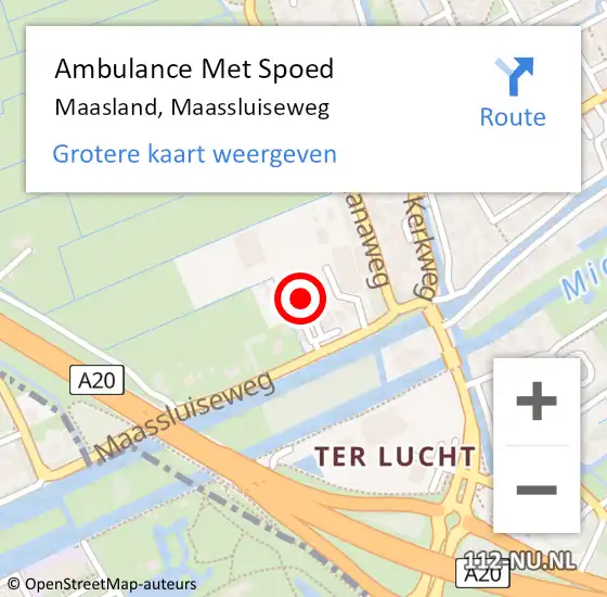 Locatie op kaart van de 112 melding: Ambulance Met Spoed Naar Maasland, Maassluiseweg op 12 augustus 2024 12:28