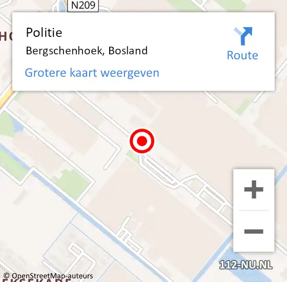 Locatie op kaart van de 112 melding: Politie Bergschenhoek, Bosland op 12 augustus 2024 12:32