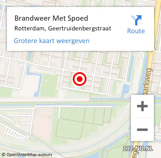 Locatie op kaart van de 112 melding: Brandweer Met Spoed Naar Rotterdam, Geertruidenbergstraat op 12 augustus 2024 12:36