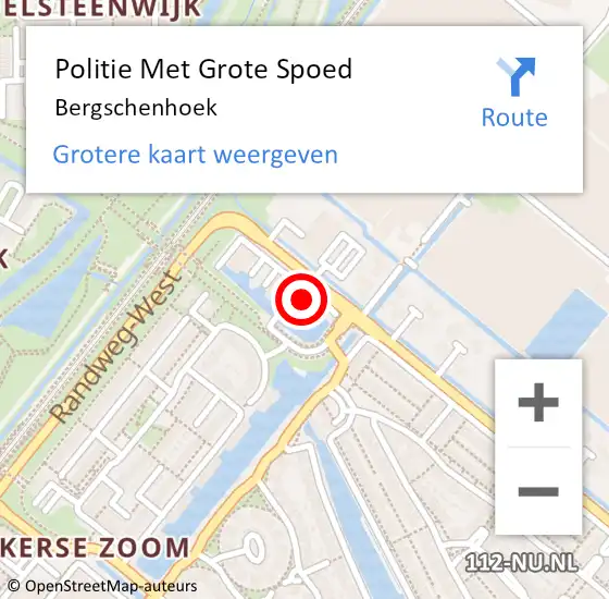 Locatie op kaart van de 112 melding: Politie Met Grote Spoed Naar Bergschenhoek op 12 augustus 2024 12:40