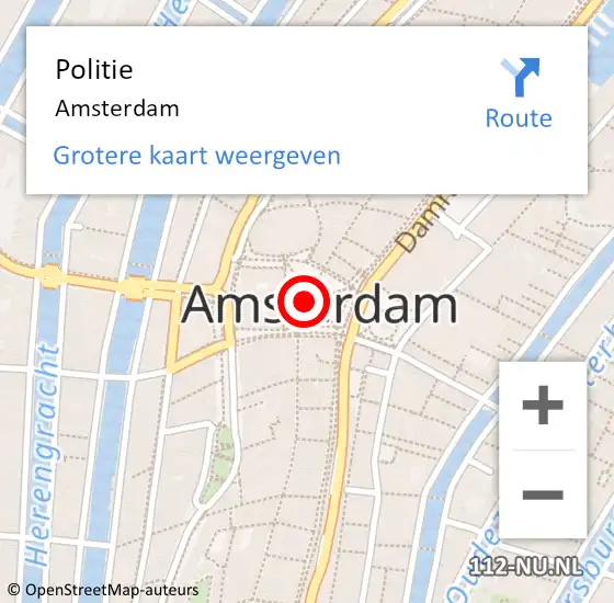 Locatie op kaart van de 112 melding: Politie Amsterdam op 12 augustus 2024 12:40