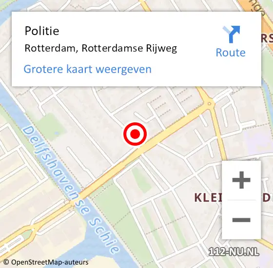 Locatie op kaart van de 112 melding: Politie Rotterdam, Rotterdamse Rijweg op 12 augustus 2024 12:47