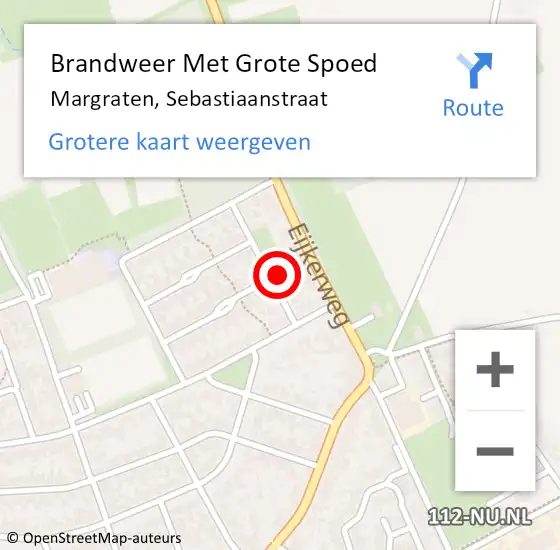 Locatie op kaart van de 112 melding: Brandweer Met Grote Spoed Naar Margraten, Sebastiaanstraat op 12 augustus 2024 12:47