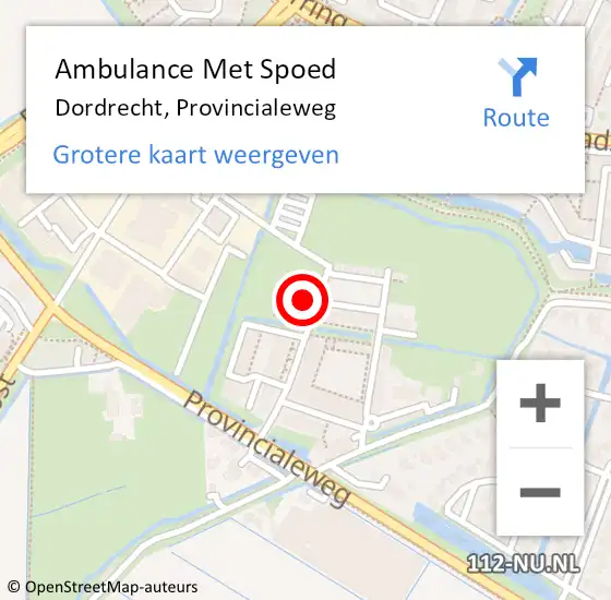 Locatie op kaart van de 112 melding: Ambulance Met Spoed Naar Dordrecht, Provincialeweg op 12 augustus 2024 12:53