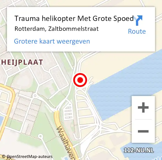 Locatie op kaart van de 112 melding: Trauma helikopter Met Grote Spoed Naar Rotterdam, Zaltbommelstraat op 12 augustus 2024 13:19