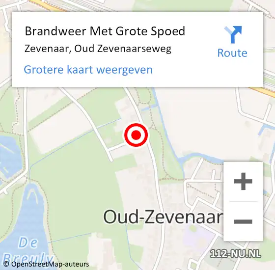 Locatie op kaart van de 112 melding: Brandweer Met Grote Spoed Naar Zevenaar, Oud Zevenaarseweg op 12 augustus 2024 13:25