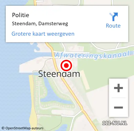 Locatie op kaart van de 112 melding: Politie Steendam, Damsterweg op 12 augustus 2024 13:59