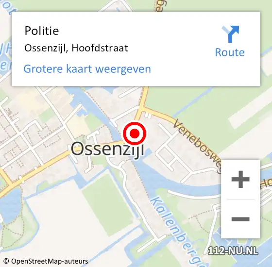 Locatie op kaart van de 112 melding: Politie Ossenzijl, Hoofdstraat op 12 augustus 2024 14:23