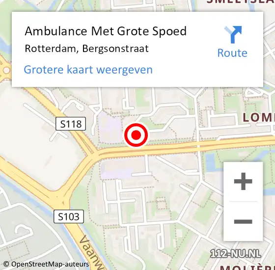 Locatie op kaart van de 112 melding: Ambulance Met Grote Spoed Naar Rotterdam, Bergsonstraat op 12 augustus 2024 14:24